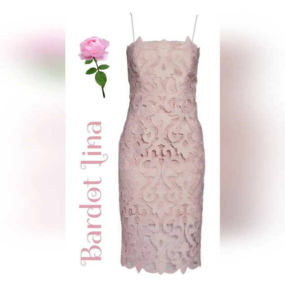 Bardot Cocktail Lina Dress Womens Sz 6 pink Rose Lace Adjustable Straps - Picture 1 of 11